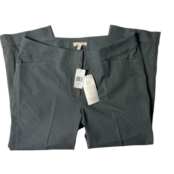 Eileen Fisher Slim Crop Cuffed Pants in Bark Size Small NWT - Picture 2 of 6